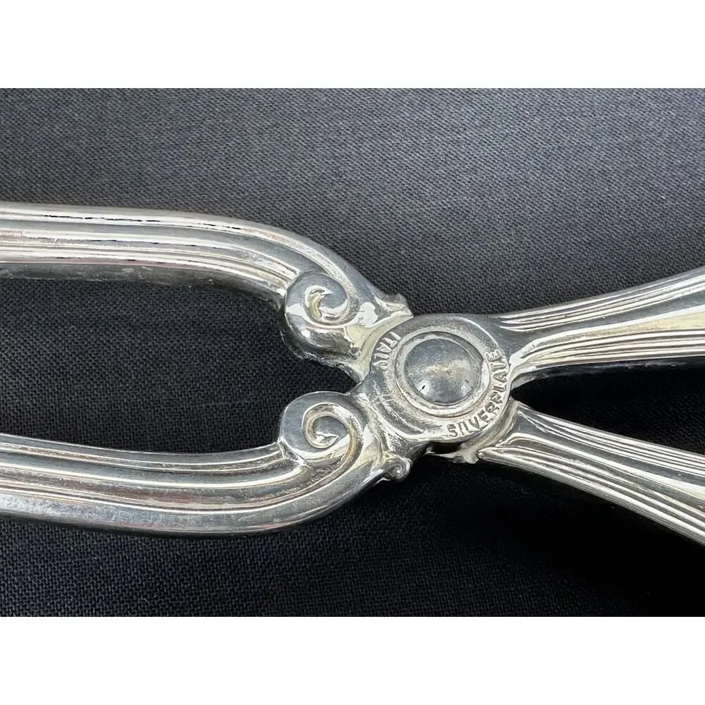 Gorham Heritage Silverplate Antique Salad Pastry Serving Tongs 10.75